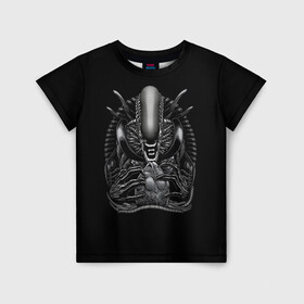 Детская футболка 3D с принтом Чужой и Его Прелесть в Новосибирске, 100% гипоаллергенный полиэфир | прямой крой, круглый вырез горловины, длина до линии бедер, чуть спущенное плечо, ткань немного тянется | alien | aliens | horror | predator | ufo | инопланетяне | инопланетянин | нло | пришелец | пришельцы | ужасы | фантастика | хищник | чужой
