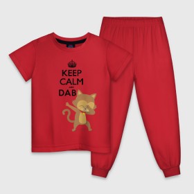Детская пижама хлопок с принтом Cat dab в Новосибирске, 100% хлопок |  брюки и футболка прямого кроя, без карманов, на брюках мягкая резинка на поясе и по низу штанин
 | cat | dab | keep calm | даб | дэб | кот