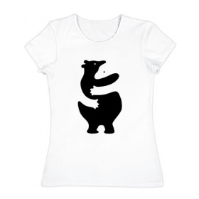 Женская футболка хлопок с принтом Мишки-Обнимашки в Новосибирске, 100% хлопок | прямой крой, круглый вырез горловины, длина до линии бедер, слегка спущенное плечо | bear | лапочка | медведи | милота | мимими | мишка