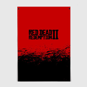 Постер с принтом RED DEAD REDEMPTION 2 в Новосибирске, 100% бумага
 | бумага, плотность 150 мг. Матовая, но за счет высокого коэффициента гладкости имеет небольшой блеск и дает на свету блики, но в отличии от глянцевой бумаги не покрыта лаком | gamer | gun | logo | play | player | rdr2 | red dead redemption 2 | rockstar | western | вестерн | ковбои | компьютерные игры 2019 | криминал | лого | рокстар