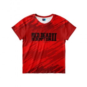 Детская футболка 3D с принтом RED DEAD REDEMPTION 2 в Новосибирске, 100% гипоаллергенный полиэфир | прямой крой, круглый вырез горловины, длина до линии бедер, чуть спущенное плечо, ткань немного тянется | gamer | gun | logo | play | player | rdr2 | red dead redemption 2 | rockstar | western | вестерн | ковбои | компьютерные игры 2019 | криминал | лого | рокстар