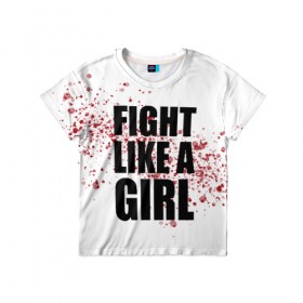 Детская футболка 3D с принтом Fight like a girl в Новосибирске, 100% гипоаллергенный полиэфир | прямой крой, круглый вырез горловины, длина до линии бедер, чуть спущенное плечо, ткань немного тянется | 