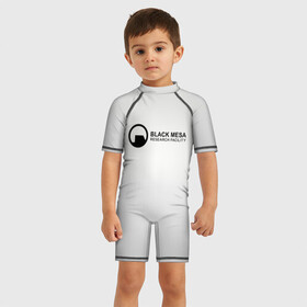 Детский купальный костюм 3D с принтом Black Mesa в Новосибирске, Полиэстер 85%, Спандекс 15% | застежка на молнии на спине | black mesa | half life | халф лайф | черная меса