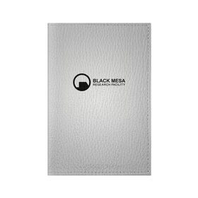 Обложка для паспорта матовая кожа с принтом Black Mesa в Новосибирске, натуральная матовая кожа | размер 19,3 х 13,7 см; прозрачные пластиковые крепления | Тематика изображения на принте: black mesa | half life | халф лайф | черная меса