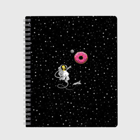 Тетрадь с принтом Homer Spaceman в Новосибирске, 100% бумага | 48 листов, плотность листов — 60 г/м2, плотность картонной обложки — 250 г/м2. Листы скреплены сбоку удобной пружинной спиралью. Уголки страниц и обложки скругленные. Цвет линий — светло-серый
 | Тематика изображения на принте: bart | beer | dunt | family | homer | lisa | maggie | marge | simpson | simpsons | space | sprihgfield | star | thesimpsons | барт | гомер | лиза | мардж | мегги | семья | симпсоны | спрингфилд