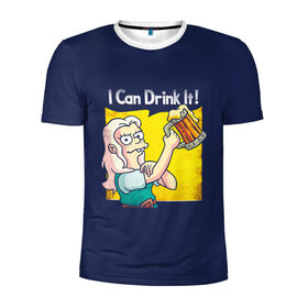 Мужская футболка 3D спортивная с принтом Disenchantment.I Can Drink It! в Новосибирске, 100% полиэстер с улучшенными характеристиками | приталенный силуэт, круглая горловина, широкие плечи, сужается к линии бедра | bean | beer | disenchantment | elfo | futurama | luci | mattgroening | netflix | princess | simpsons | бин | люси | люци | мэтгроунинг | разочарование | симпсоны | элфо