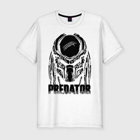 Мужская футболка премиум с принтом PREDATOR в Новосибирске, 92% хлопок, 8% лайкра | приталенный силуэт, круглый вырез ворота, длина до линии бедра, короткий рукав | prediator | инопланетяне | опасность | пришельцы | фильм | хищник