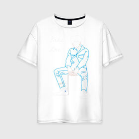 Женская футболка хлопок Oversize с принтом Fake love (BTS) в Новосибирске, 100% хлопок | свободный крой, круглый ворот, спущенный рукав, длина до линии бедер
 | k pop | корея | линии | музыка | неон