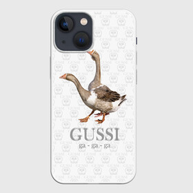 Чехол для iPhone 13 mini с принтом Гуси в Новосибирске,  |  | anti | bird | geese | go | gussi | home | snake | анти | брэнд | верховный | высший | гуси | гуччи | домашняя | знак | идут | картинка | крутой | логотип | лучший | мода | молодёжная | популярная | прикол | птица | рисунок