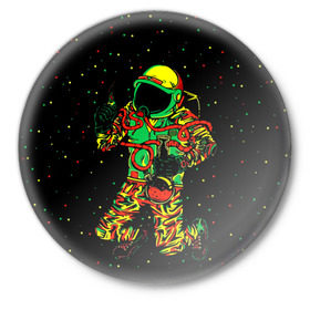 Значок с принтом Космонавт с кальяном в Новосибирске,  металл | круглая форма, металлическая застежка в виде булавки | Тематика изображения на принте: бесконечность | верховный | вселенная | графика | день | звёзды | изображение | картинка | кос | космонавт | космос | круто | лучший | мода | молодёжная | небо | поп арт | праздник | рисунок | сказка