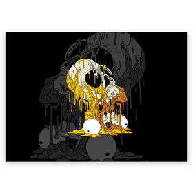 Поздравительная открытка с принтом Simpsons Halloween в Новосибирске, 100% бумага | плотность бумаги 280 г/м2, матовая, на обратной стороне линовка и место для марки
 | аниме | брызги | вымышленный | высший | голова | жидкий | зомби | ирландия | капли | кости | крутой | мертвец | мода | молодёжный | мультфильм | персонаж | подарок | праздник | сериал | симпсоны | скелет