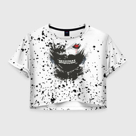 Женская футболка Crop-top 3D с принтом Kaneki Ken (Tokyo Ghoul) #3 в Новосибирске, 100% полиэстер | круглая горловина, длина футболки до линии талии, рукава с отворотами | anime | kaneki ken | tokyo ghoul | аниме | канеки кен | токийский гуль