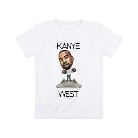 Детская футболка хлопок с принтом Kanye West в Новосибирске, 100% хлопок | круглый вырез горловины, полуприлегающий силуэт, длина до линии бедер | kanye west | music | rap | yeezus | кэнье | музыка | рэп