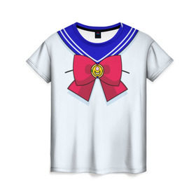 Женская футболка 3D с принтом Матроска в Новосибирске, 100% полиэфир ( синтетическое хлопкоподобное полотно) | прямой крой, круглый вырез горловины, длина до линии бедер | Тематика изображения на принте: sailor moon | костюм | луна | сейлор мун | сейлормун