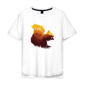 Мужская футболка хлопок Oversize с принтом Беличьи земли в Новосибирске, 100% хлопок | свободный крой, круглый ворот, “спинка” длиннее передней части | белка | грызун | двойная экспозиция | деревья | животное | зверь | земли | лес | пейзаж | птицы