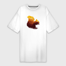 Платье-футболка хлопок с принтом Беличьи земли в Новосибирске,  |  | Тематика изображения на принте: белка | грызун | двойная экспозиция | деревья | животное | зверь | земли | лес | пейзаж | птицы