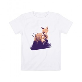 Детская футболка хлопок с принтом Лиса в Новосибирске, 100% хлопок | круглый вырез горловины, полуприлегающий силуэт, длина до линии бедер | fox | foxy | абстракция | женская | женские | лес | лис | лиса | лисичка | отдых | природа