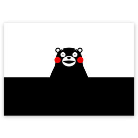 Поздравительная открытка с принтом KUMAMON в Новосибирске, 100% бумага | плотность бумаги 280 г/м2, матовая, на обратной стороне линовка и место для марки
 | Тематика изображения на принте: japanese | kumamon | kumamoto | аниме | игрушка | кумамон | кумамото сапурайдзу | персонаж | талисман | япония