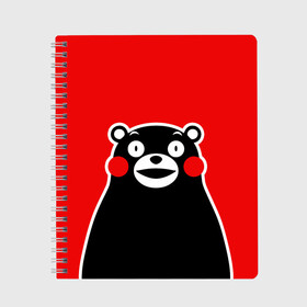 Тетрадь с принтом KUMAMON в Новосибирске, 100% бумага | 48 листов, плотность листов — 60 г/м2, плотность картонной обложки — 250 г/м2. Листы скреплены сбоку удобной пружинной спиралью. Уголки страниц и обложки скругленные. Цвет линий — светло-серый
 | Тематика изображения на принте: japanese | kumamon | kumamoto | аниме | игрушка | кумамон | кумамото сапурайдзу | персонаж | талисман | япония