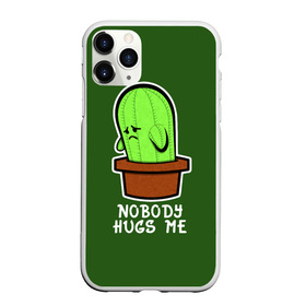 Чехол для iPhone 11 Pro матовый с принтом Nobody Hugs Me в Новосибирске, Силикон |  | cactus | hugs | me | nobody | sad | горшок | горшочек | грусть | кактус | надпись | обнимашки | объятия | печаль | тоска