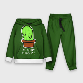 Детский костюм 3D (с толстовкой) с принтом Nobody Hugs Me в Новосибирске,  |  | cactus | hugs | me | nobody | sad | горшок | горшочек | грусть | кактус | надпись | обнимашки | объятия | печаль | тоска