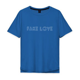 Мужская футболка хлопок Oversize с принтом FAKE LOVE BTS в Новосибирске, 100% хлопок | свободный крой, круглый ворот, “спинка” длиннее передней части | bangtan boys | beyond the scene | bts | fake love | k pop | music | арэм | ви | джей хоуп | джин | музыка | сюга | чимин | чонгук