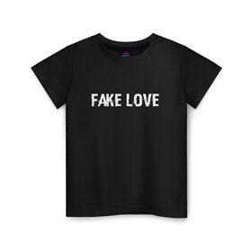 Детская футболка хлопок с принтом FAKE LOVE в Новосибирске, 100% хлопок | круглый вырез горловины, полуприлегающий силуэт, длина до линии бедер | bangtan boys | beyond the scene | bts | fake love | k pop | music | арэм | ви | джей хоуп | джин | музыка | сюга | чимин | чонгук