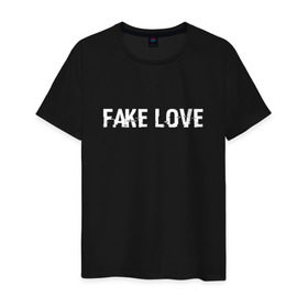 Мужская футболка хлопок с принтом FAKE LOVE в Новосибирске, 100% хлопок | прямой крой, круглый вырез горловины, длина до линии бедер, слегка спущенное плечо. | bangtan boys | beyond the scene | bts | fake love | k pop | music | арэм | ви | джей хоуп | джин | музыка | сюга | чимин | чонгук
