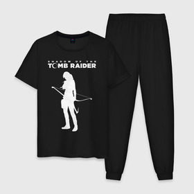 Мужская пижама хлопок с принтом Tomb Raider LOGO в Новосибирске, 100% хлопок | брюки и футболка прямого кроя, без карманов, на брюках мягкая резинка на поясе и по низу штанин
 | Тематика изображения на принте: воительница | женщина | игра | крофт | лара | персонаж