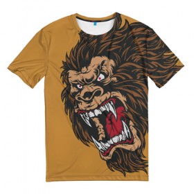 Мужская футболка 3D с принтом Forest Yeti в Новосибирске, 100% полиэфир | прямой крой, круглый вырез горловины, длина до линии бедер | beast | gorilla | monster | горилла | животное | йети | монстр