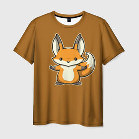 Мужская футболка 3D с принтом Дерзкий Лис в Новосибирске, 100% полиэфир | прямой крой, круглый вырез горловины, длина до линии бедер | Тематика изображения на принте: fox | foxes | rude | you | грубый | дерзкий | лис | лиса | лисенок | лисичка | лисы
