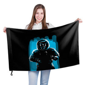 Флаг 3D с принтом Dead Space в Новосибирске, 100% полиэстер | плотность ткани — 95 г/м2, размер — 67 х 109 см. Принт наносится с одной стороны | austranaut | bone | cosmos | nasa | skull | астронавт | космонавт | космос | кости | череп