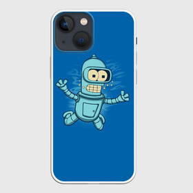 Чехол для iPhone 13 mini с принтом Bender Nevermind в Новосибирске,  |  | Тематика изображения на принте: bender | futurama | mult | nevermind | nirvana | simpsons | zoidberg | бендер | зойдберг | мульт | мультик | мультфильм | симпсоны | футурама