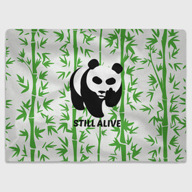 Плед 3D с принтом Still Alive в Новосибирске, 100% полиэстер | закругленные углы, все края обработаны. Ткань не мнется и не растягивается | Тематика изображения на принте: alive | bamboo | green | greenpeace | panga | peace | still | бамбук | грин | гринпис | живая | живой | зеленый | мир | панда | панды | пис