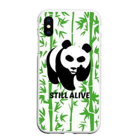 Чехол для iPhone XS Max матовый с принтом Still Alive в Новосибирске, Силикон | Область печати: задняя сторона чехла, без боковых панелей | Тематика изображения на принте: alive | bamboo | green | greenpeace | panga | peace | still | бамбук | грин | гринпис | живая | живой | зеленый | мир | панда | панды | пис