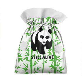 Подарочный 3D мешок с принтом Still Alive в Новосибирске, 100% полиэстер | Размер: 29*39 см | Тематика изображения на принте: alive | bamboo | green | greenpeace | panga | peace | still | бамбук | грин | гринпис | живая | живой | зеленый | мир | панда | панды | пис