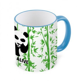 Кружка с принтом Still Alive в Новосибирске, керамика | ёмкость 330 мл | Тематика изображения на принте: alive | bamboo | green | greenpeace | panga | peace | still | бамбук | грин | гринпис | живая | живой | зеленый | мир | панда | панды | пис