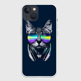 Чехол для iPhone 13 с принтом Кот в Наушниках в Новосибирске,  |  | cat | cats | head | headphones | kitten | kitty | music | диджей | кот | котенок | коты | котята | кошка | кошки | музыка | наушники | очки | слушает | усы