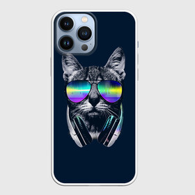 Чехол для iPhone 13 Pro Max с принтом Кот в Наушниках в Новосибирске,  |  | cat | cats | head | headphones | kitten | kitty | music | диджей | кот | котенок | коты | котята | кошка | кошки | музыка | наушники | очки | слушает | усы