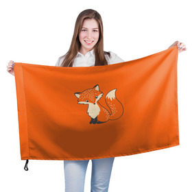 Флаг 3D с принтом Лисичка в Новосибирске, 100% полиэстер | плотность ткани — 95 г/м2, размер — 67 х 109 см. Принт наносится с одной стороны | fox | foxes | ginger | orange | tail | лапки | лис | лиса | лисичка | лисички | лисы | оранжевый | рыжая | рыжий | хвост