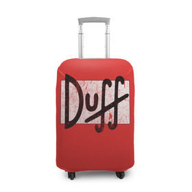 Чехол для чемодана 3D с принтом Duff Beer в Новосибирске, 86% полиэфир, 14% спандекс | двустороннее нанесение принта, прорези для ручек и колес | beer | donut | duff | fun | homer | joke | simpson | simpsons | гомер | дафф | пончик | прикол | приколы | симпсон | симпсоны