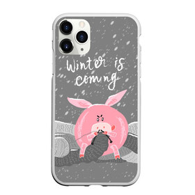 Чехол для iPhone 11 Pro матовый с принтом Winter is coming в Новосибирске, Силикон |  | Тематика изображения на принте: весёлый | вяжет | год | домашняя | животные | зима | клубок | мороз | надпись | наступает | новый год | п | поздравление | поросенок | праздник | прикольный | пятачок | рождество | розовый