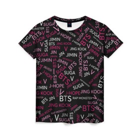 Женская футболка 3D с принтом BTS в Новосибирске, 100% полиэфир ( синтетическое хлопкоподобное полотно) | прямой крой, круглый вырез горловины, длина до линии бедер | bangtan boys | beyond the scene | bts | k pop | music | арэм | ви | джей хоуп | джин | музыка | состав | сюга | чимин | чонгук