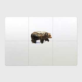 Магнитный плакат 3Х2 с принтом Лесной Медведь в Новосибирске, Полимерный материал с магнитным слоем | 6 деталей размером 9*9 см | bear | bears | forest | snow | tree | trees | winter | гора | горы | деревья | зима | лес | лесной | медведи | медведь | мишка | мишки | снег