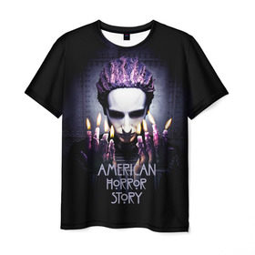 Мужская футболка 3D с принтом American Horror Story в Новосибирске, 100% полиэфир | прямой крой, круглый вырез горловины, длина до линии бедер | 8 сезон | american | apocalypse | horror | story | американская | апокалипсис | история | сериал | ужасов