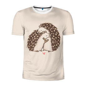 Мужская футболка 3D спортивная с принтом Любовь Ежиков в Новосибирске, 100% полиэстер с улучшенными характеристиками | приталенный силуэт, круглая горловина, широкие плечи, сужается к линии бедра | cute | heart | hedgehog | hedgehogs | love | ежи | ежик | ежики | иголки | лапки | любовь | милый | обнимашки | пузико | пузо | сердечки | сердечко | смешной | ушки