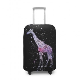 Чехол для чемодана 3D с принтом Звездный Жираф в Новосибирске, 86% полиэфир, 14% спандекс | двустороннее нанесение принта, прорези для ручек и колес | animal | desert | giraffe | long | pattern | skin | space | stars | tall | высокий | длинная | животное | животные | жираф | жирафы | звезды | космос | пустыня | узор | шея