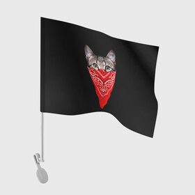 Флаг для автомобиля с принтом Gangsta Cat в Новосибирске, 100% полиэстер | Размер: 30*21 см | cat | cats | gangsta | kitten | kitty | pussy | гангстер | кот | котенок | котик | котики | коты | котята | кошка | кошки | платок