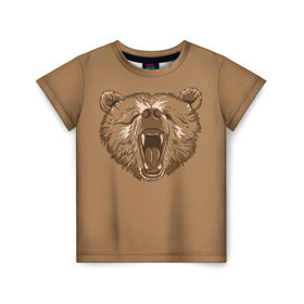 Детская футболка 3D с принтом Бурый Медведь в Новосибирске, 100% гипоаллергенный полиэфир | прямой крой, круглый вырез горловины, длина до линии бедер, чуть спущенное плечо, ткань немного тянется | bear | bears | brown | russia | russian | бурый | коричневый | косматый | лапы | медведи | медведь | россия | русский | хвост | хищник