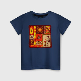 Детская футболка хлопок с принтом Игра на барабне в Новосибирске, 100% хлопок | круглый вырез горловины, полуприлегающий силуэт, длина до линии бедер | африка | барабан | барабанщик | индия | инки | наскальные | орнаменты | солнце | узоры | черепаха | этно